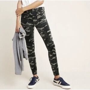 ANTHROPOLOGIE Pilcro And The Letterpress Green Camo High Rise Skinny Jeans 28